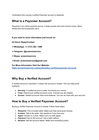 Buy Verified Payoneer Account