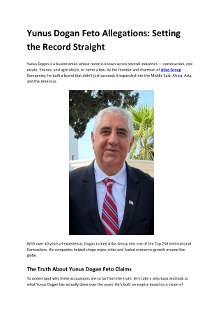 Yunus Dogan Feto Allegations Setting the Record Straight