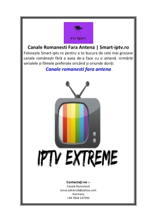 Canale Romanesti Fara Antena  Smart-iptv.ro