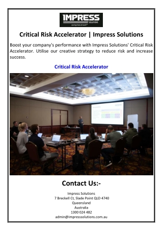 Critical Risk Accelerator | Impress Solutions
