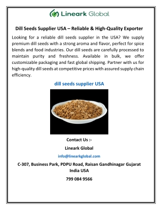 Dill Seeds Supplier USA – Reliable & High-Quality Exporter