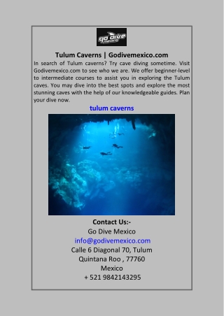 Tulum Caverns | Godivemexico.com