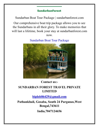 Sundarban Boat Tour Package  sundarbanforest.com