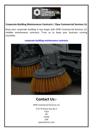 Corporate Building Maintenance Contracts | Opw Commercial Services Llc