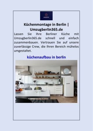Küchenmontage in Berlin | Umzugberlin365.de