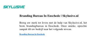 Branding Bureau In Enschede Skylusive.nl
