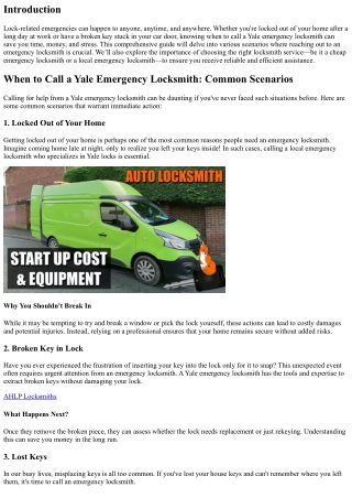 When to Call a Yale Emergency Locksmith: Common Scenarios