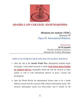 Impact WWI II on International Relations (1)