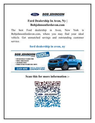 Ford Dealership In Avon, Ny  Bobjohnsonfordavon.com