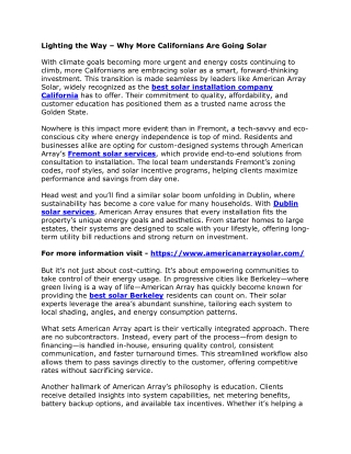 Lighting the Way – Why More Californians Are Going Solar