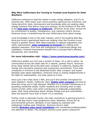 Why More Californians Are Turning to Trusted Local Experts for Solar Solutions