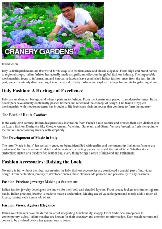 Italy Fashion: Revealing the Style of Italian Design