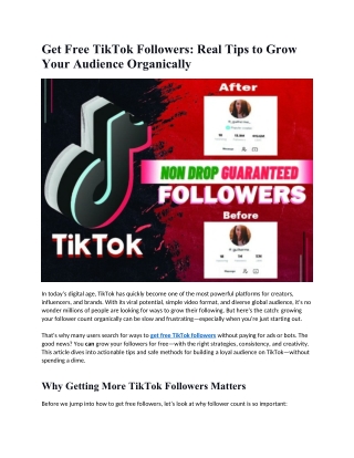 Get Free TikTok Followers Real Tips to Grow Your Audience Organically