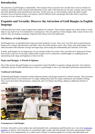 Splendid and Versatile: Discover the Attraction of Gold Bangles