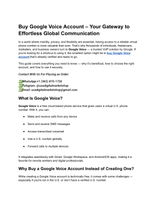 Buy Google Voice Account – Your Gateway to Effortless Global Communication