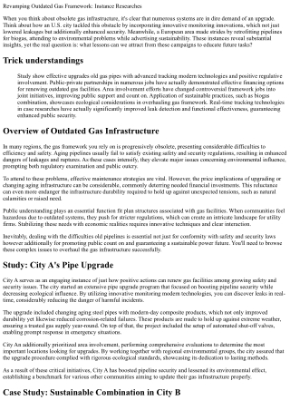 Overhauling Outdated Gas Facilities: Case Researches