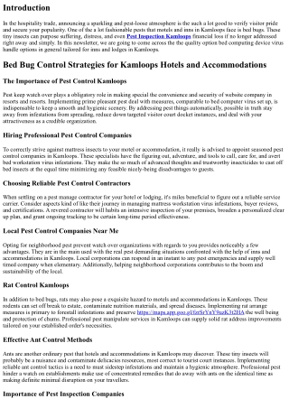 Bed Bug Control Strategies for Kamloops Hotels and Accommodations