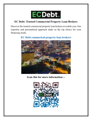 EC Debt Trusted Commercial Property Loan Brokers