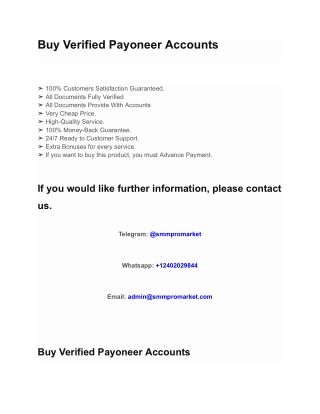 Buy Verified Payoneer Accounts