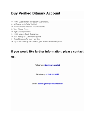 Buy Verified Bitmark Account