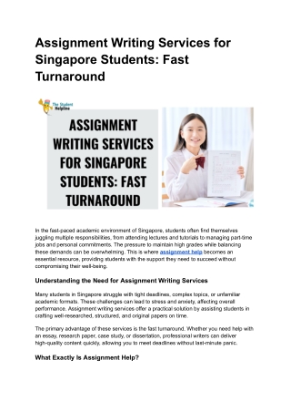 Assignment Writing Services for Singapore Students_ Fast Turnaround