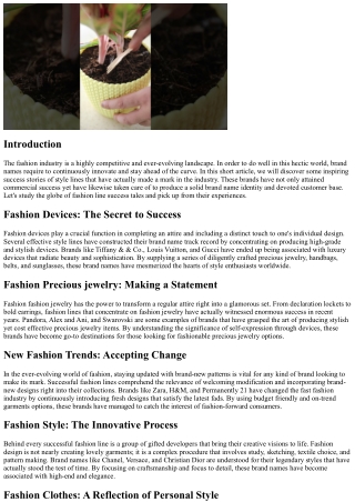 Fashion Line Success Stories: Inspiring Brands to Adhere To