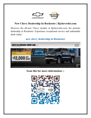 New Chevy Dealership In Rochester  Rjchevrolet.com