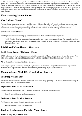 “Navigating the World of Replacement Parts for Your EAGO or Mesa Shower”