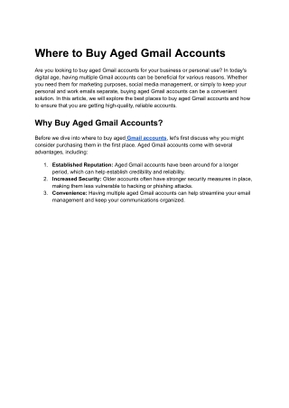 Buy Aged Gmail Accounts