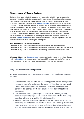 Why Requirements of Google Reviews