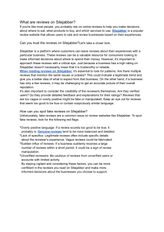 What are reviews on Sitejabber