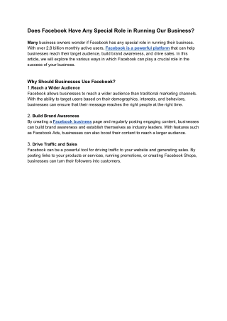 Does facebookhave any special role in running our business _