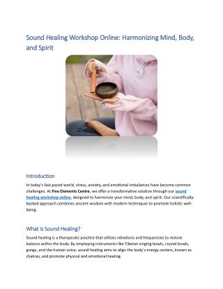 Sound Healing Workshop Online: Harmonizing Mind, Body, and Spirit