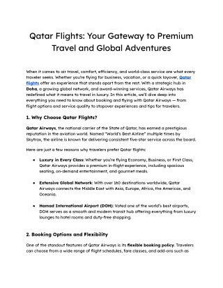 Qatar Flights_ Your Gateway to Premium Travel and Global Adventures