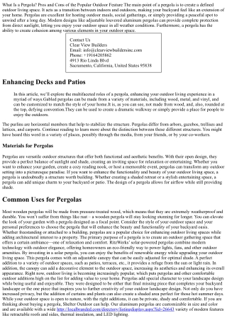 What Is a Pergola Used For? Purposes of a Pergola