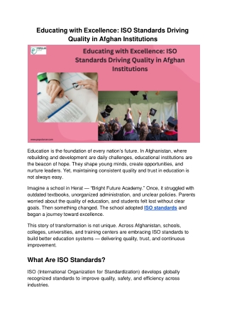 Educating with Excellence_ ISO Standards Driving Quality in Afghan Institutions