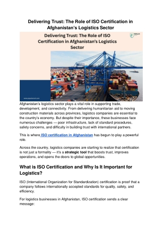 Delivering Trust_ The Role of ISO Certification in Afghanistan’s Logistics Sector