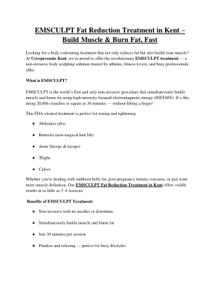 EMSCULPT Fat Reduction Treatment in Kent – Build Muscle & Burn Fat, Fast