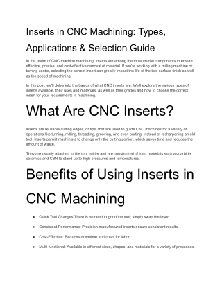 CNC Inserts – Types, Applications, Materials & Buying Guide
