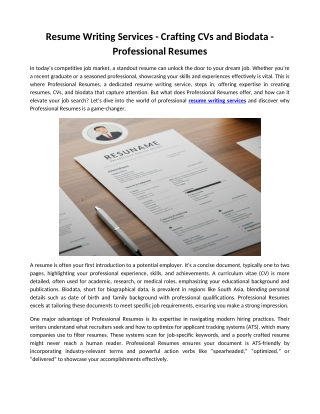 Resume Writing Services - Crafting CVs and Biodata - Professional Resumes