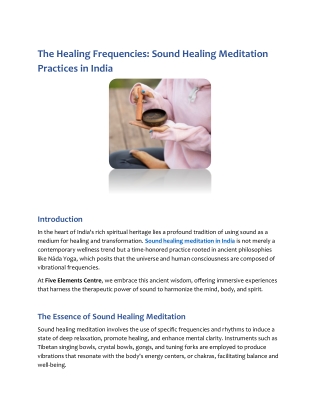 The Healing Frequencies  Sound Healing Meditation Practices in India