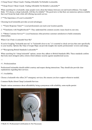 Cheap Doesn’t Mean Unsafe: Finding Affordable Yet Reliable Locksmiths