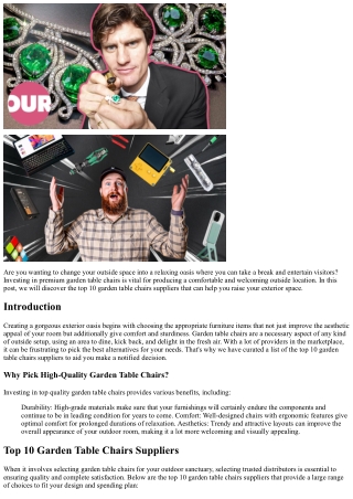 Top 10 Garden Table Chairs Suppliers for Your Outdoor Oasis