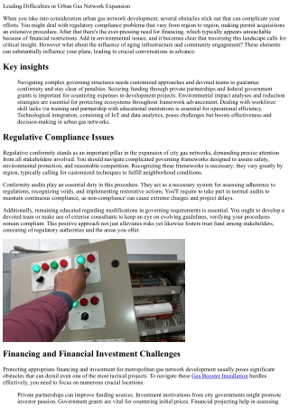 Top Obstacles in Urban Gas Network Growth
