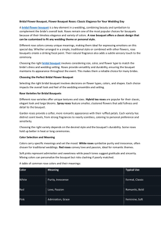 Bridal Flower Bouquet, Flower Bouquet Roses Classic Elegance for Your Wedding Day