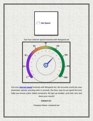 Test Your Internet Speed Instantly with Netspeed.net