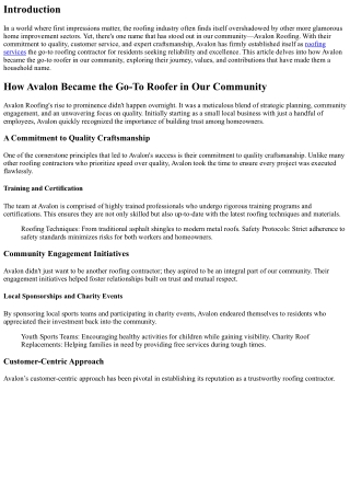 How Avalon Became the Go-To Roofer in Our Community