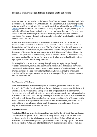 A Spiritual Journey Through Mathura Temples, Ghats, and Beyond