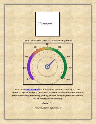 Check Your Internet Speed Fast & Free at Netspeed.net