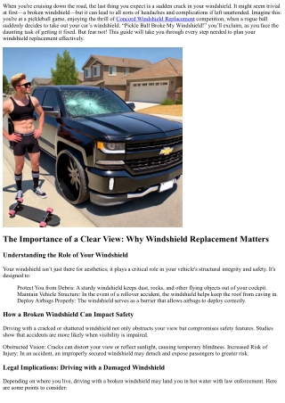 From Court to Collision: Planning Your Windshield Replacement